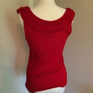 NY&Co red ruffle tank, M-L